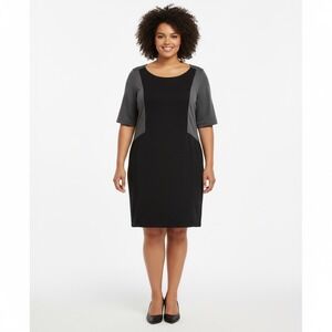 NEW Dana Buchman Sheath Dress Women Plus 20W Gray Black Stretch Knit Knee Length